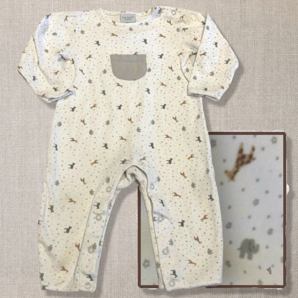 Squiggles by Charlie Safari Animal Playsuit Romper 12M Neutral